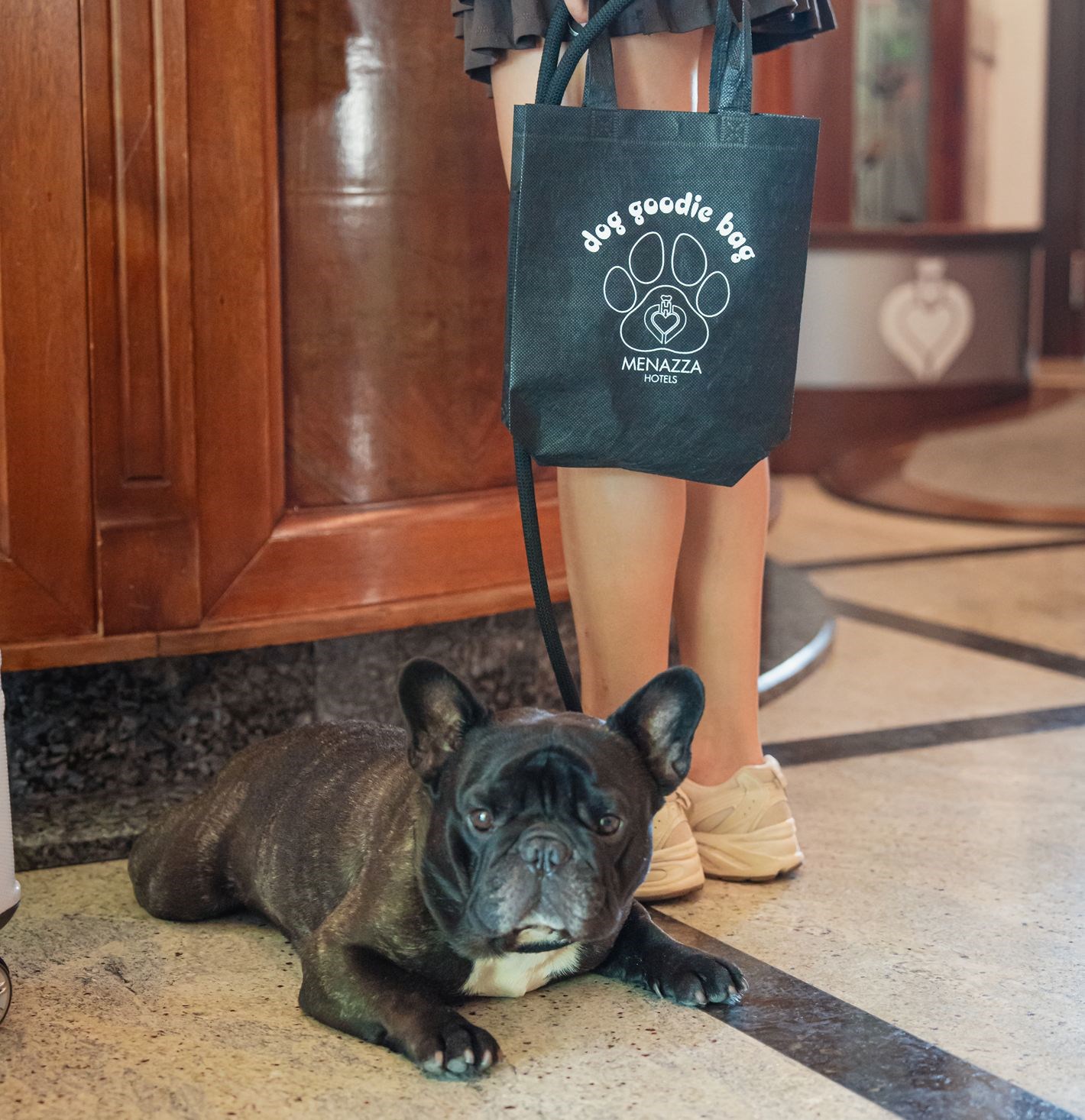 Kit di benvenuto dog goodie bag per i pet dell'Hotel Colombo a Jesolo